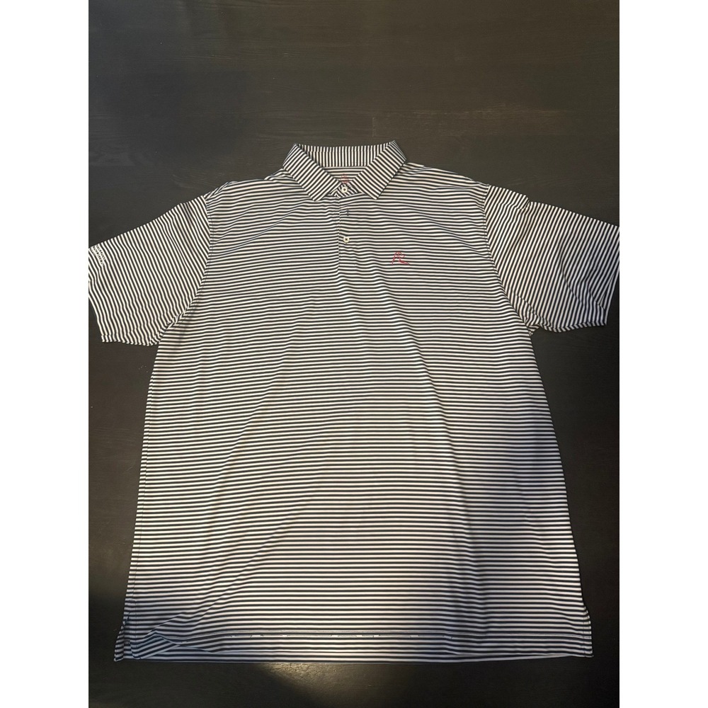 Rhoback Polo 3XL Navy White Striped Short Sleeve Performance Golf Shirt